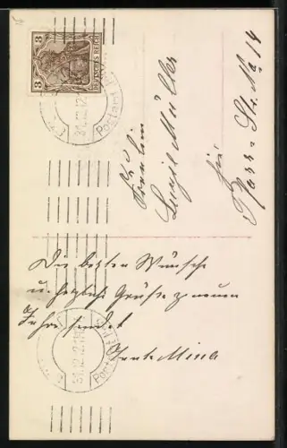 Foto-AK RPH SBW Nr. 4733/34: Kinderpaar mit Mistelzweig unter Hufeisen