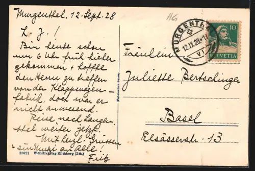 AK Murgenthal, Partie an der Aare mit Ortsansicht