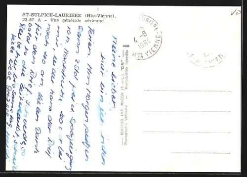 AK St-Sulpice-Lauriere /Hte-Vienne, Teilansicht, Fliegeraufnahme