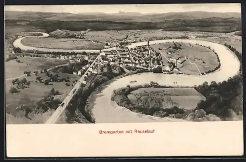 AK Bremgarten /AG, Totalansicht mit Blick auf den Reusslauf