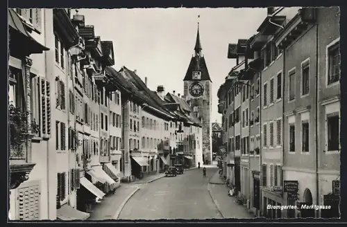 AK Bremgarten /AG, Strasse Marktgasse mit Geschäften