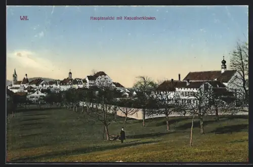 AK Wil /SG, Hauptansicht mit Kapuzinerkloster