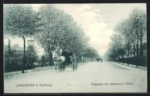 AK Hamburg-Langenhorn, Chaussee bei Stammer`s Mühle