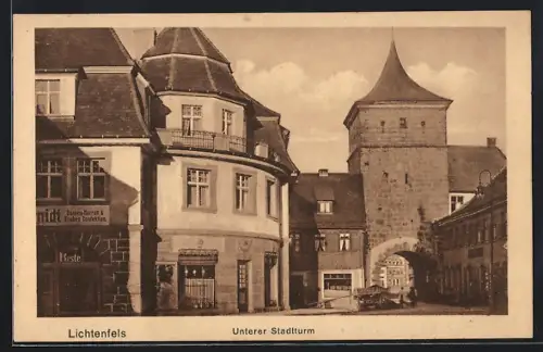 AK Lichtenfels / Main, Strasseneck am Unteren Stadtturm