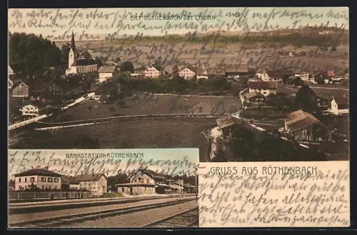 AK Röthenbach / Lindau, Ortsansicht, Bahnhof