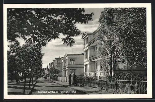 AK Ahlbeck / Seebad, Dünenstrasse mit Villen