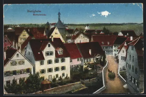AK Bietigheim / Enz, Metterbrücke mit Gasthaus und Pferdewagen