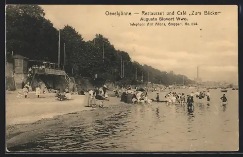 AK Hamburg-Oevelgönne, Restaurant Zum Bäcker von Auguste Sievert Wwe.