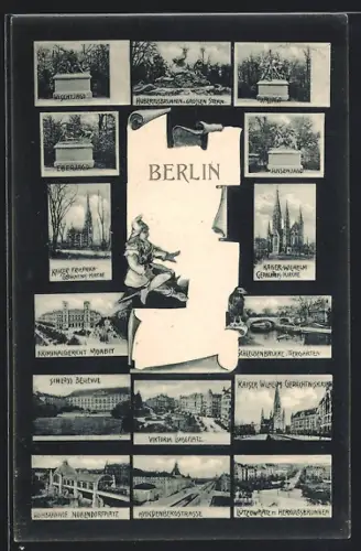 AK Berlin, Hardenbergstrasse, Hochbahnhof Nollendorfplatz, Lützowplatz, Kriminalgericht Moabit