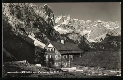 AK Balchalm, Berghütte gegen Windlegerspitze gesehen