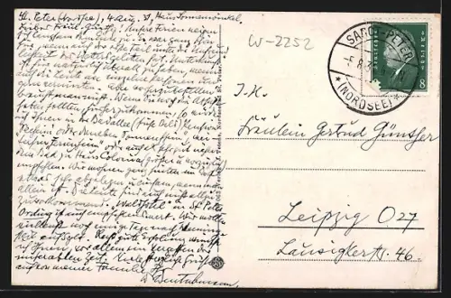 AK St. Peter / Nordsee, Strassenblick in die Allee