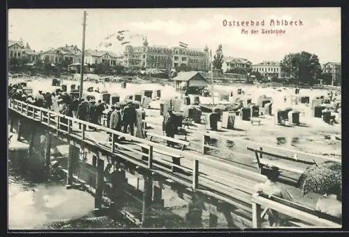 AK Ahlbeck / Seebad, An der Seebrücke