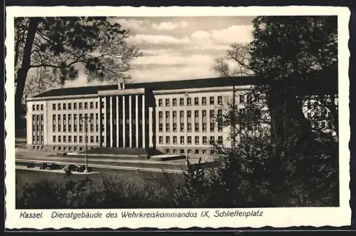 AK Kassel, Blick auf das Dienstgebäude des Wehrkommandos IX. am Schlieffenplatz