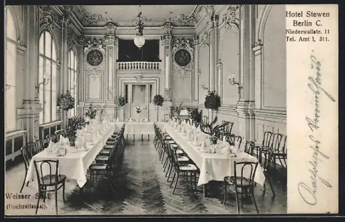 AK Berlin, Hotel Stewen, Niederwallstrasse 11, Weisser Saal