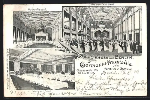 AK Berlin, Germania-Prachtsäle, Chauseestrasse 103, Innenansichten