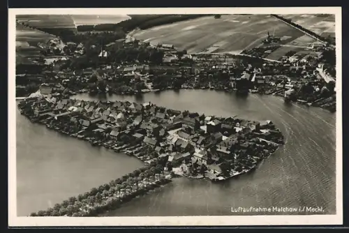AK Malchow / Mecklenburg, Fliegeraufnahme