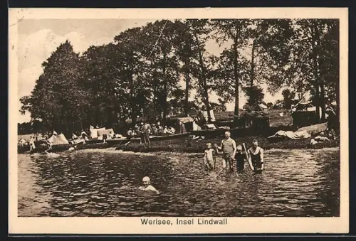 AK Grünheide / Mark, Insel Lindwall im Werlsee