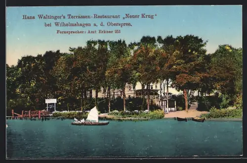 AK Berlin-Wilhelmshagen, Hans Waltingers Terrassen-Restaurant Neuer Krug