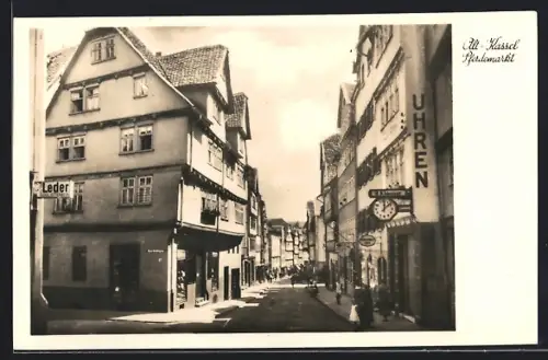 AK Kassel, Pferdemarkt mit Geschäften