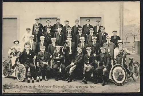 AK Bräunsdorf / Limbach, Radfahrerverein Edelweiss, gegründet 1907
