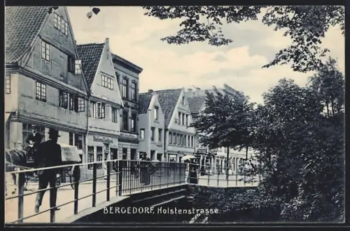 AK Hamburg-Bergedorf, Holstenstrasse mit Bäckerei und Conditorei