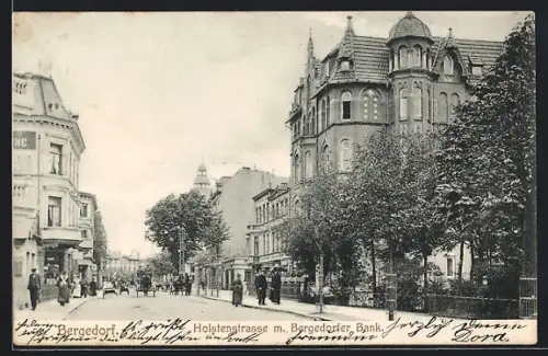 AK Hamburg-Bergedorf, Holstenstrasse mit Bergedorfer Bank