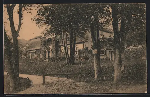 AK Klitschdorf-Wehrau, Partie am Bahnhofsweg, Schild mit Bezeichnung Verbotener Weg