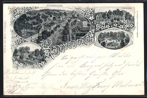 AK Ronneburg / Thüringen, Urquelle und Schwefelquelle, Eulenhoefer Quelle, Promenade