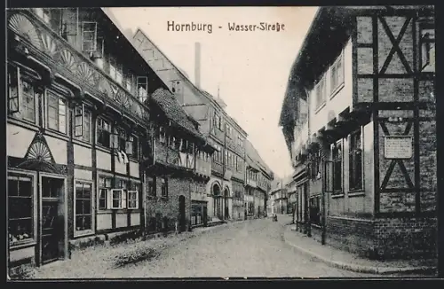 AK Hornburg / Harz, Wasserstrasse mit Fachwerkhäusern