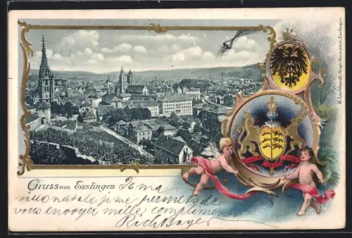 AK Esslingen / Neckar, Ortsansicht vom Weinberg aus