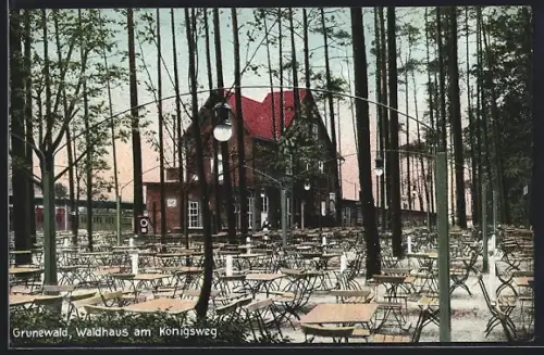 AK Berlin-Grunewald, Restaurant Waldhaus am Königsweg, Ansicht des Gartens