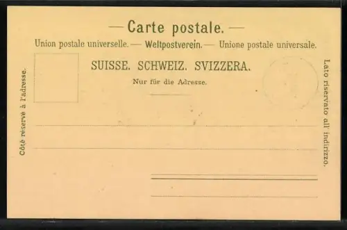 Lithographie Flüelen, Uferpartie mit Bergen im Vollmondlicht