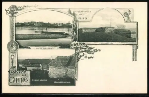 AK Eining, Proviantturm, Ausgrabungen: Röm. Volksbad u. Einzelbad, Ortspanorama