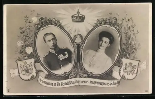 AK Erinnerung an die Vermählungsfeier des Kronprinzenpaares am 6.Juni 1905