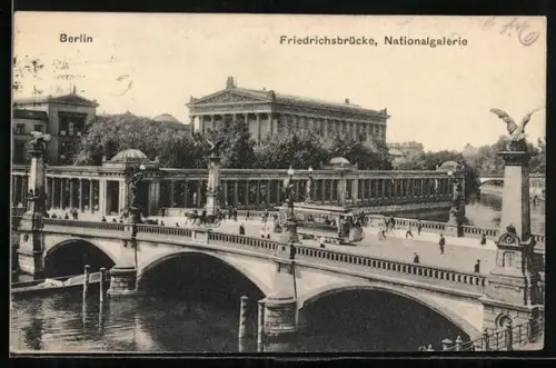 AK Berlin, Strassenbahn auf der Brücke an der National-Galerie
