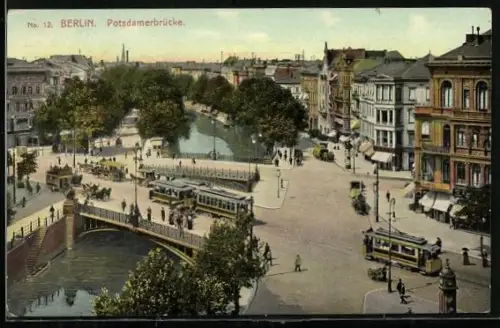 AK Berlin, Potsdamerbrücke mit Strassenbahn