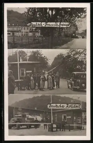 AK Strassenpartie an der Deutsch-Französischen Grenze, Deutsches Zollamt
