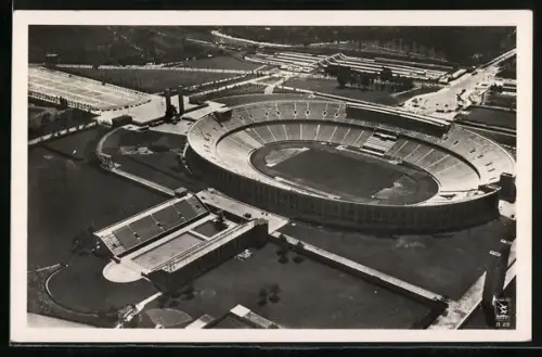 AK Berlin, Reichssportfeld, Olympia-Stadion aus der Vogelschau gesehen