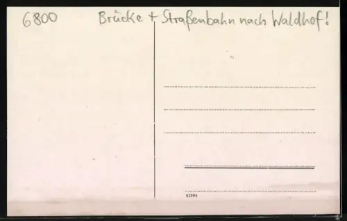 AK Mannheim, Rheinbrücke mit Strassenbahn