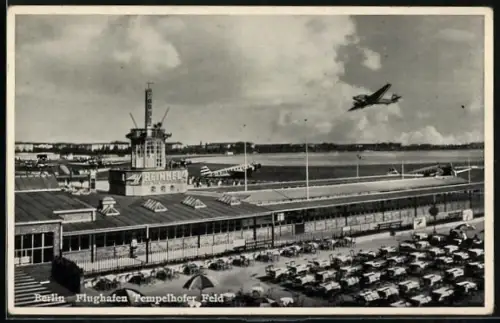 AK Berlin-Tempelhof, Flughafen auf dem Tempelhofer Feld