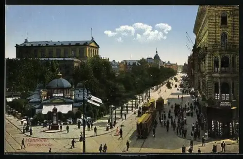AK Hannover, Blick in die Georgstrasse mit Strassenbahn