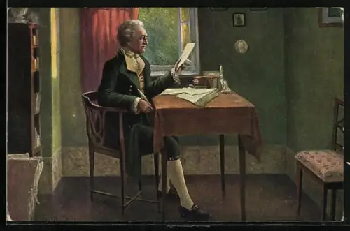 AK Goethe verfasst in seiner Stube einen Brief