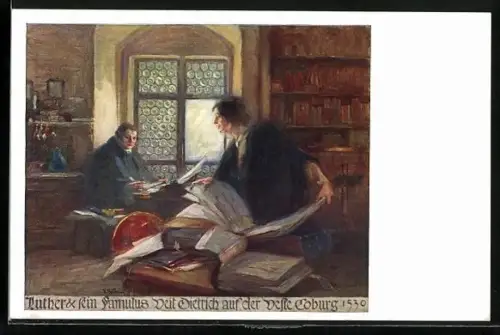 AK Luther und sein Famulus Veit Dietrich auf der Feste Coburg