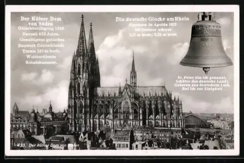 AK Köln, St.Peter Glocke und Dom