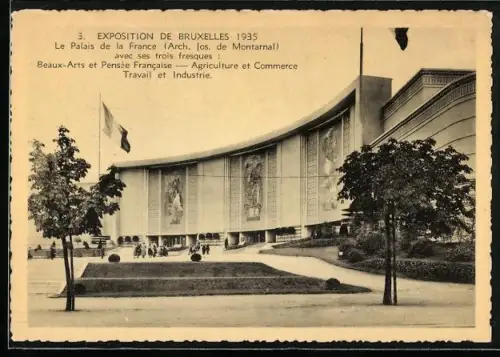 AK Bruxelles, Exposition Universelle 1935, Le Palais de la France avec ses trois fesques, Ausstellung