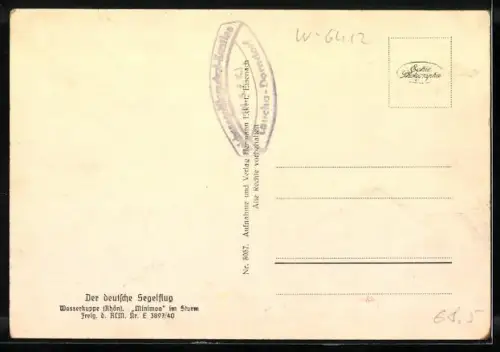 AK Segelflugzeug Minimoa nach dem Start von der Wasserkuppe