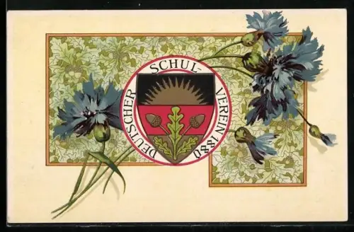 AK Deutscher Schulverein Nr. 133: Kornblumen und Wappen