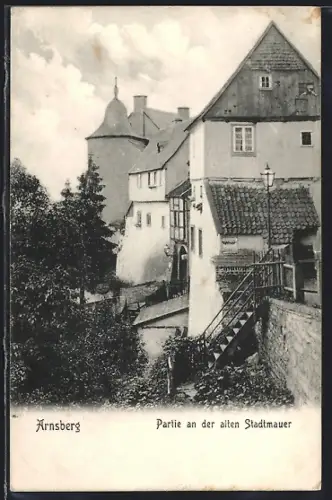 AK Arnsberg / Sauerland, Partie an der alten Stadtmauer