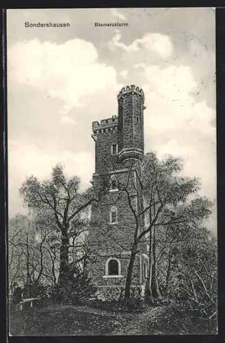 AK Sondershausen / Thüringen, Blick zum Bismarckthurm