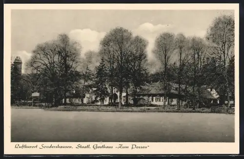 AK Sondershausen / Thüringen, Staatl. Gasthaus Zum Dossen, Inh. Thilo Marshaus